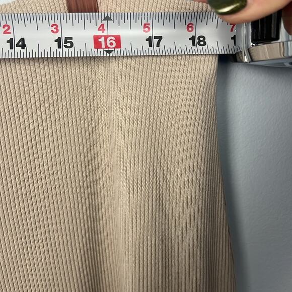 Eileen Fisher XL ribbed knit wide leg crop casual tan pants - Picture 4 of 8